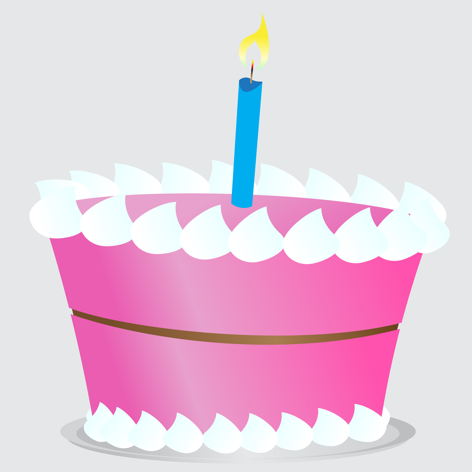 Birthday Cake Clipart — Simple vector illustration of a pink frosted